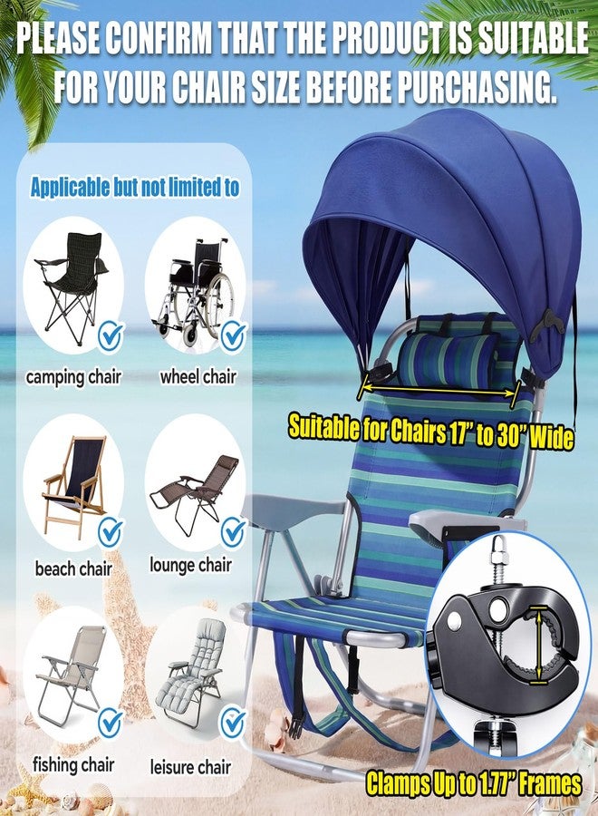 DaisyInner 2 Pcs Beach Chair Umbrella Canopy Extra Large Foldable Chair Sun Shade with Adjustable Clamp for Beach Camping Fishing Lounge Outdoor (Dark Blue) - Image 5