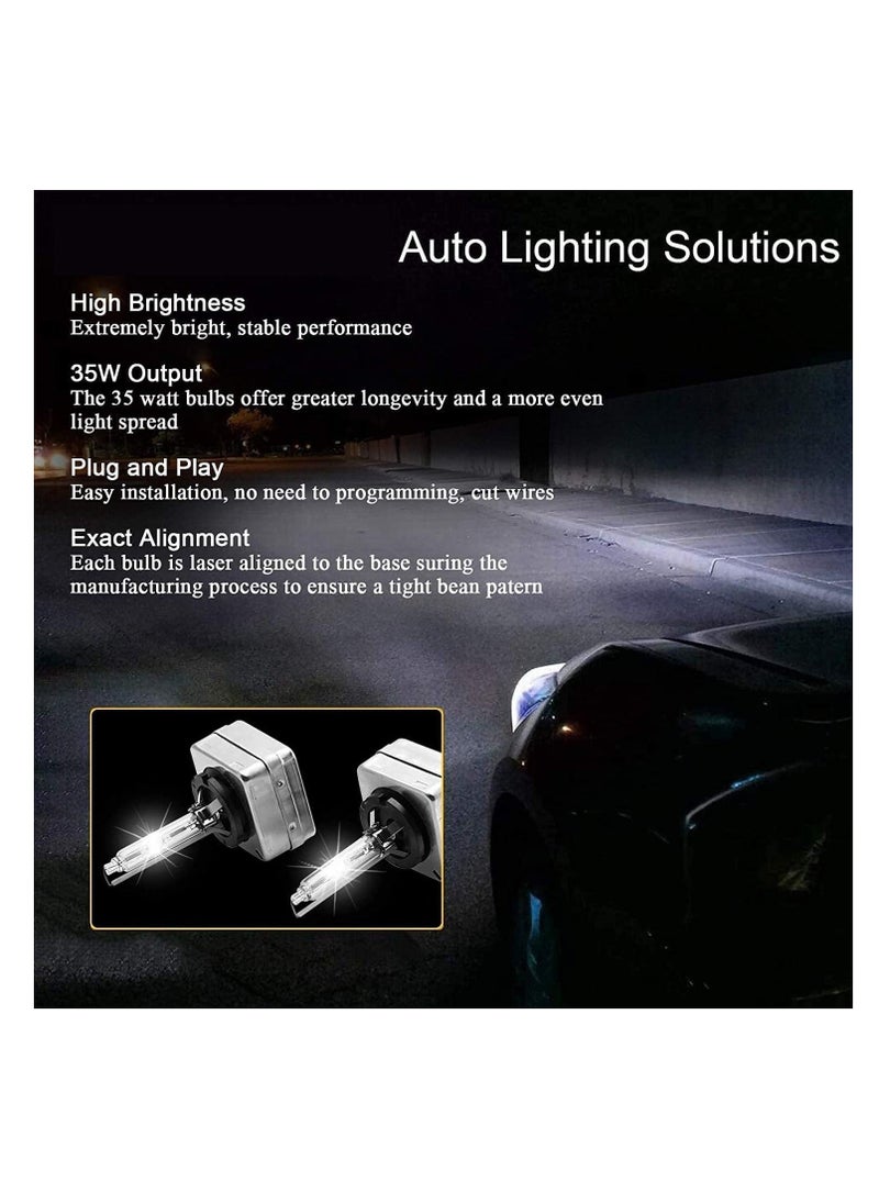 Generic 4Pcs Car LED Bulbs Combo, Fit For Cadillac Escalade 2007-2014 LED Bulbs, D1S Hid Bulb High Low Beam+9145/H10 LED Fog Light Bulbs, D1S Hid Headlights 6500K 36000LM, D1S 9145 Light Bulbs  - Image 2