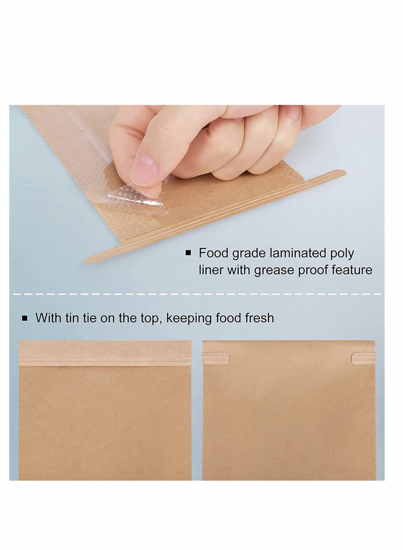 حقائب المخبز، حقائب ورقية كرافت، أكياس بسكويت القهوة، أغلفة هدايا للحفلات، للاحتفال بالمخبوزات، الحلويات، الشوكولاتة، أكياس الغداء والسندويشات مع نافذة، 20 قطعة - Image 3