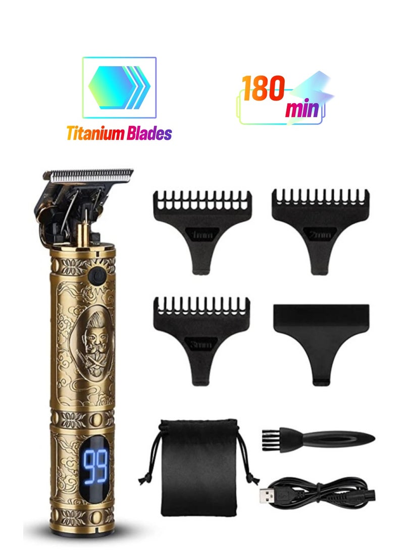 إلترازون Professional Mens Hair Trimmers, Cordless Rechargeable Beard Trimmer T-Blade Hair Clippers for Men, 0mm Zero Gapped Baldhead Shaver with 3 Combs - Image 1
