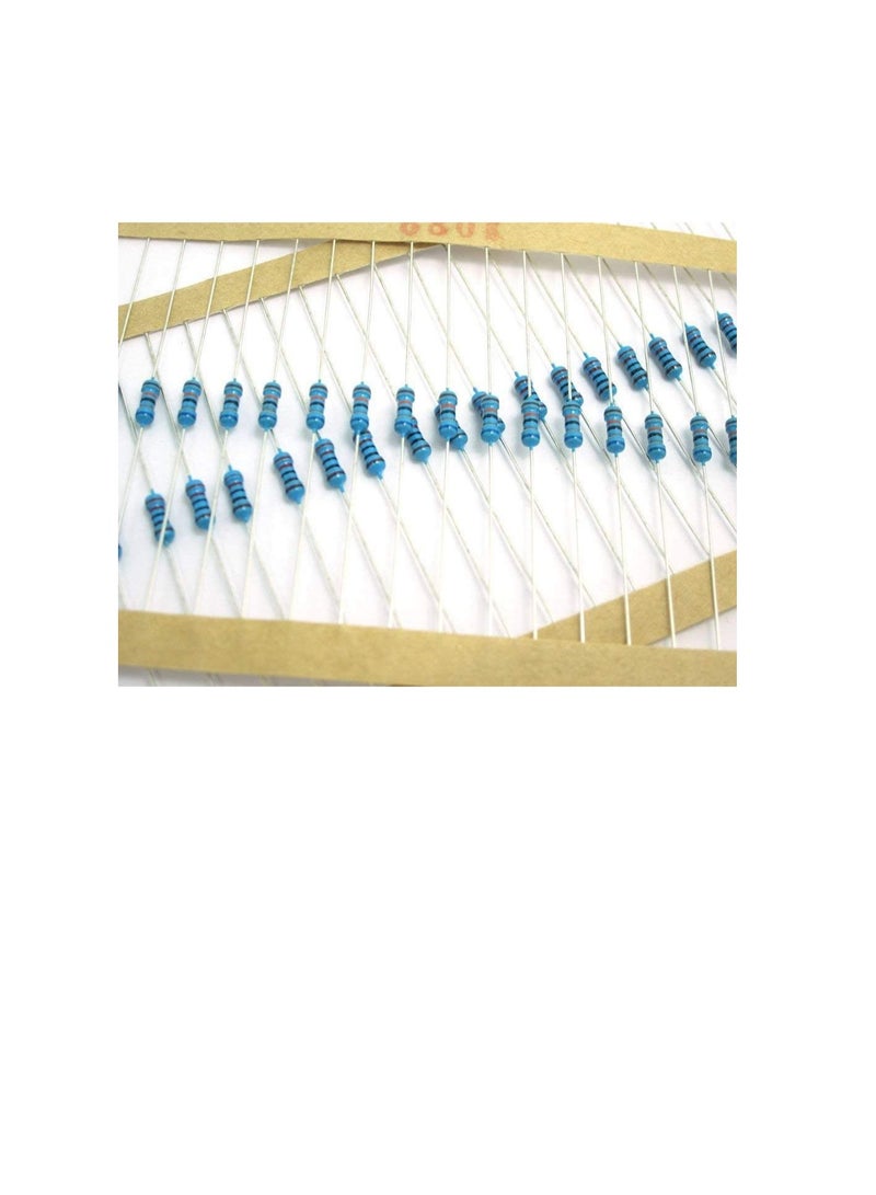 1/4W Metal Film Resistor, 5 Colour Ring Band 1% Ω Ohms Tolerance, For Electrical DIY Pack of 50 (1/4W 1.5KΩ (1500ohms))  - Image 1