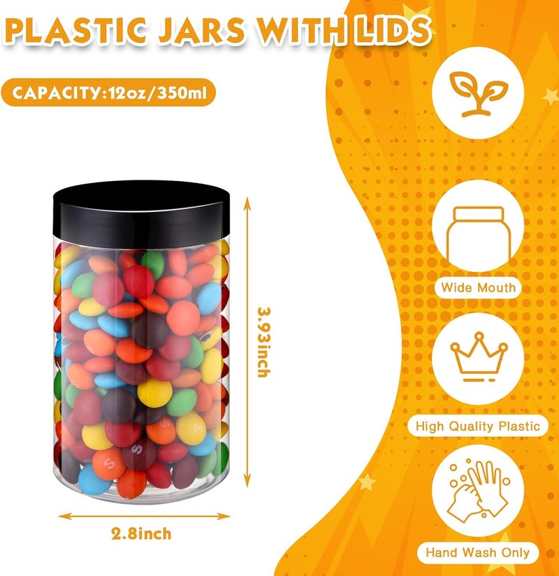 Patelai 4 Pieces Round Wide-mouth Leak Proof Plastic Container Jars with Lids for Travel Storage Makeup Beauty Products Face Creams Oils Salves Ointments DIY Making(12 Ounce,Black) - Image 2