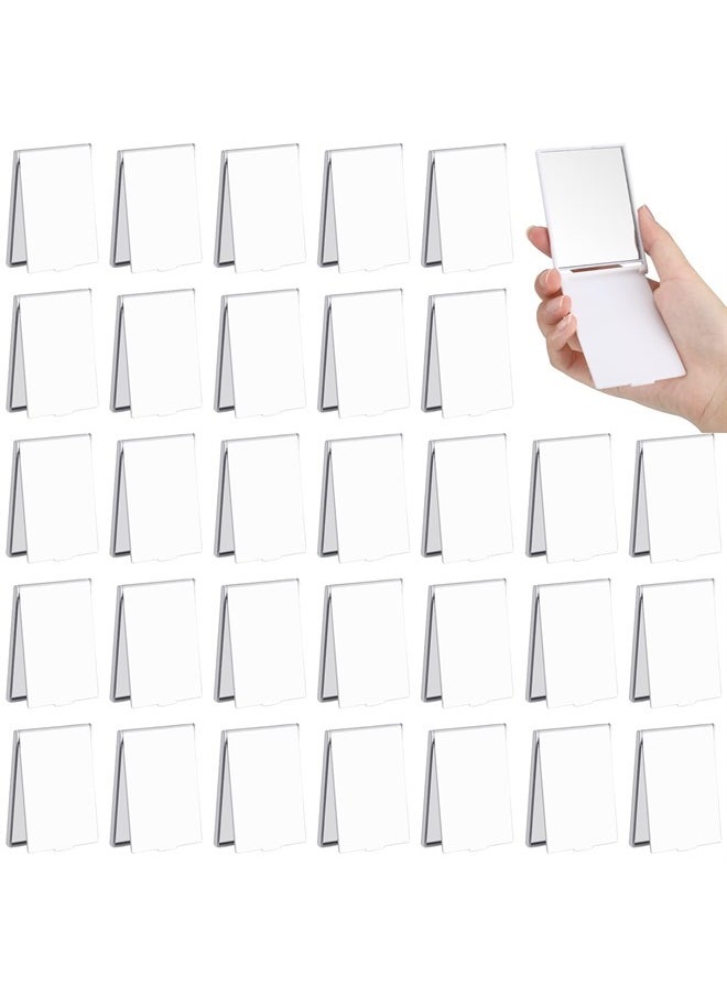 Queekay 32 Pcs 2 x 3 x 0.2'' Small Makeup Folding Mirror Pocket Travel Mirror Portable Folding Mirror Rectangle Compact Mirror Stand up Mirror Cosmetic Vanity Mirror for Women Girls（White）  - Image 1