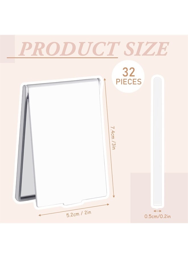 Queekay 32 Pcs 2 x 3 x 0.2'' Small Makeup Folding Mirror Pocket Travel Mirror Portable Folding Mirror Rectangle Compact Mirror Stand up Mirror Cosmetic Vanity Mirror for Women Girls（White）  - Image 2