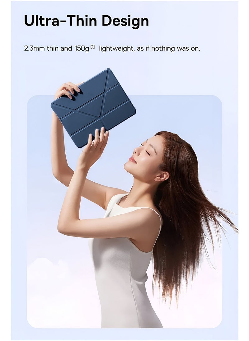 JAJEEK Apple iPad 2025 (11th Generation) A16 10.9 inch Symmetry 360 Smart Folio Series Case – Auto Awake/Auto Sleep, Leather Texture with Transparent Back & Pen Holder, All-Round Protection, Slim, Stylish – Storm Blue - Image 4