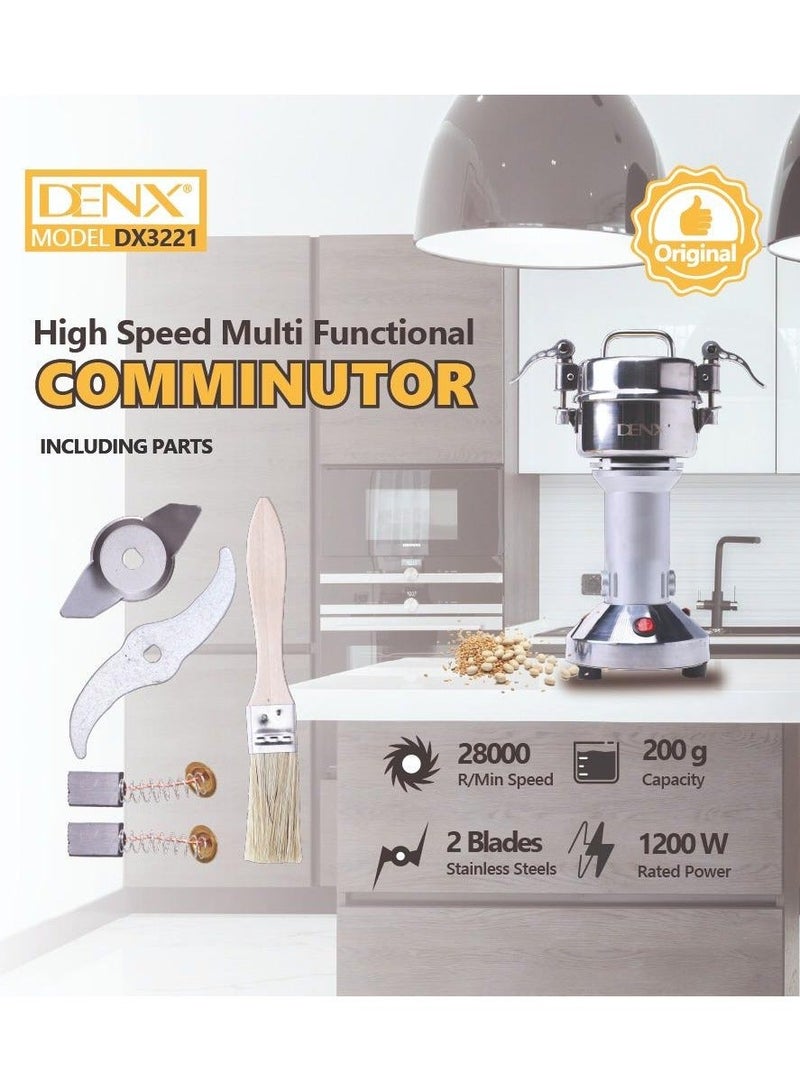 Denx 1200W Electric Comminutor Grinder Capacity 200g, Speed 28000r/min, Using for Grinding Coffee/Beans/Spices/Grains/Herbs/Nuts, Suitable for Home/Restaurant/Hotels, DX3221 - Image 4
