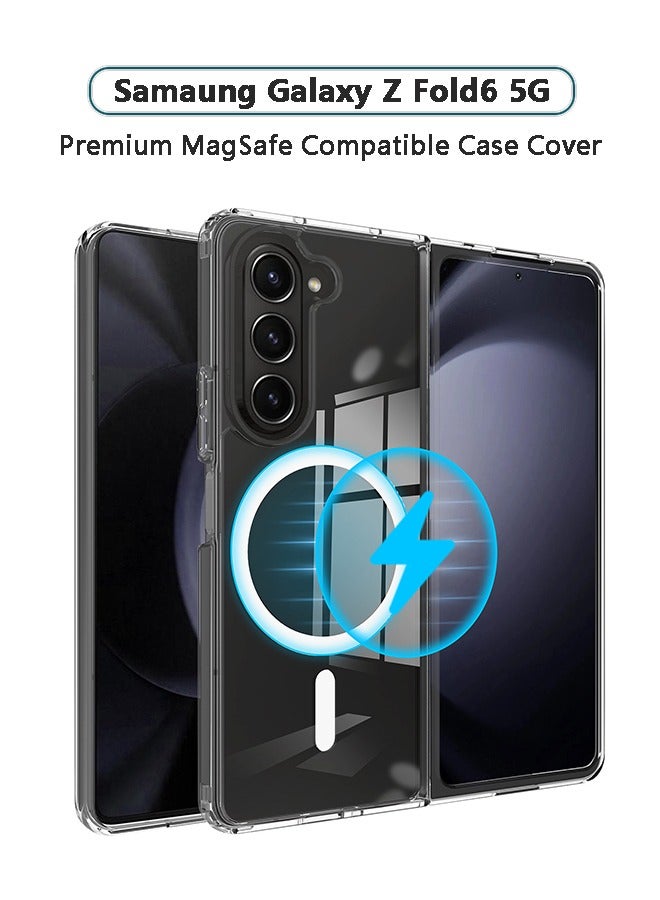 إكس ليفيل جراب Magsafe لهاتف Samsung Z Fold 6 مع مغناطيسات أقوى، جراب شفاف صلب مضاد للصفرة ومضاد للخدش، جراب هاتف مغناطيسي لهاتف Samsung Z Fold 6 5G، شفاف - Image 1