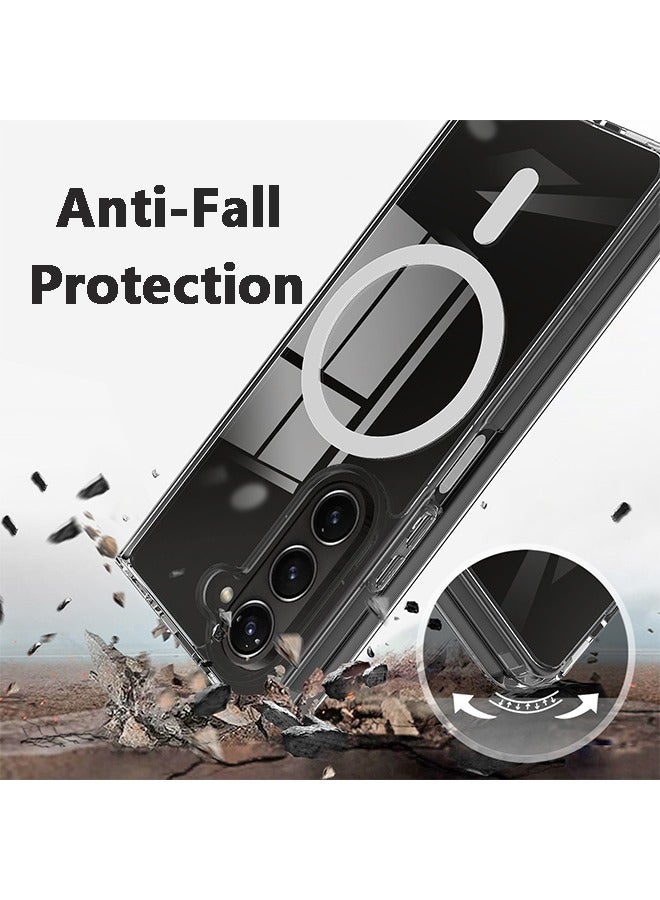 إكس ليفيل جراب Magsafe لهاتف Samsung Z Fold 6 مع مغناطيسات أقوى، جراب شفاف صلب مضاد للصفرة ومضاد للخدش، جراب هاتف مغناطيسي لهاتف Samsung Z Fold 6 5G، شفاف - Image 2