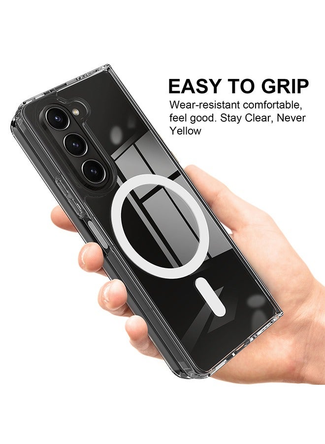 إكس ليفيل جراب Magsafe لهاتف Samsung Z Fold 6 مع مغناطيسات أقوى، جراب شفاف صلب مضاد للصفرة ومضاد للخدش، جراب هاتف مغناطيسي لهاتف Samsung Z Fold 6 5G، شفاف - Image 4