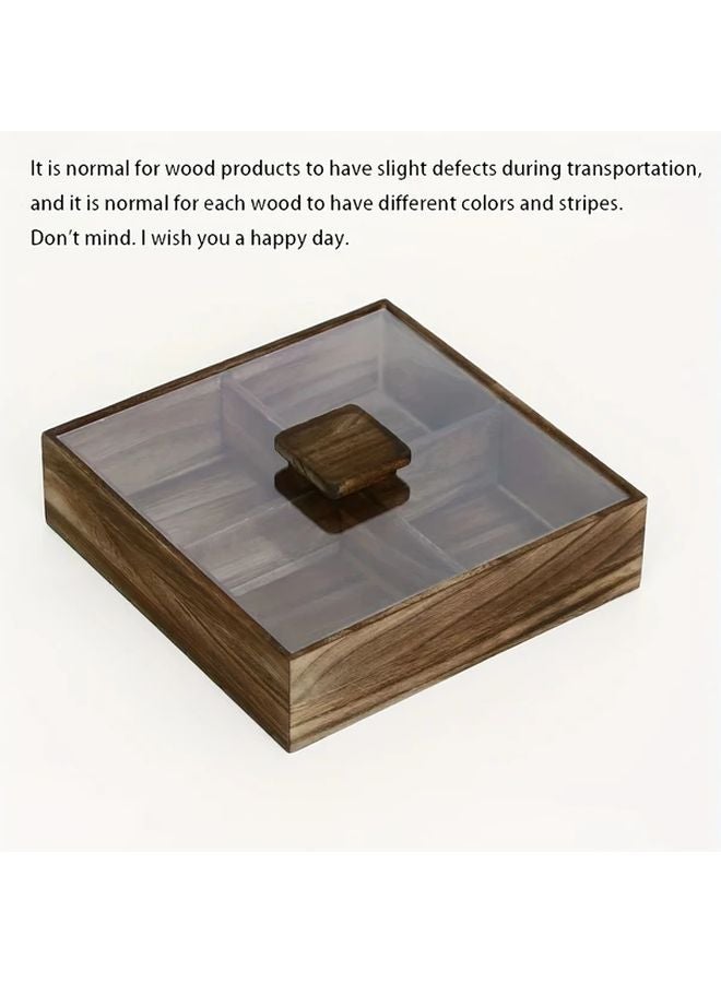 صندوق تخزين خشبي ذو طراز كلاسيكي مع غطاء شفاف، سلة تخزين متعددة المستويات - Image 1