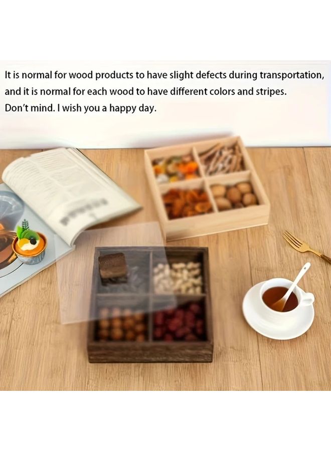 صندوق تخزين خشبي ذو طراز كلاسيكي مع غطاء شفاف، سلة تخزين متعددة المستويات - Image 5
