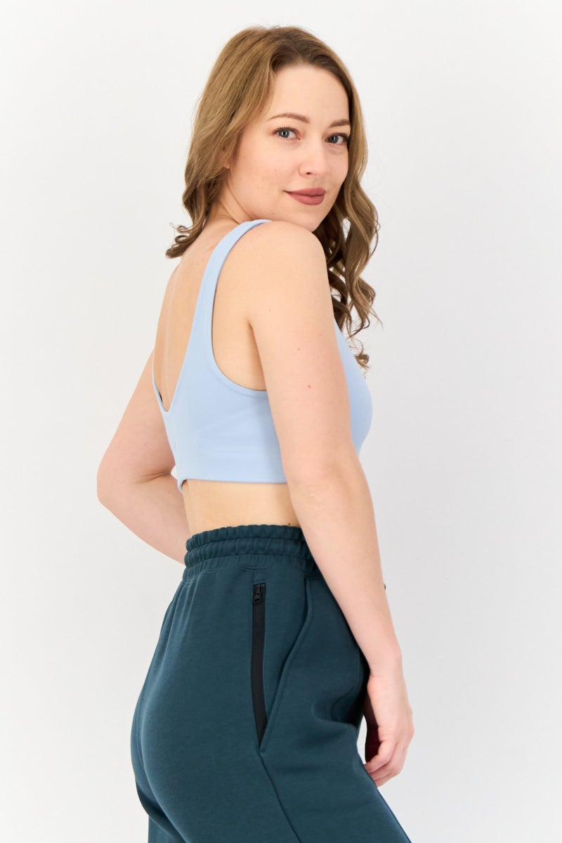 Nike Women Brand Logo Non Padded Sports Bra, Dusty Blue  - Image 4