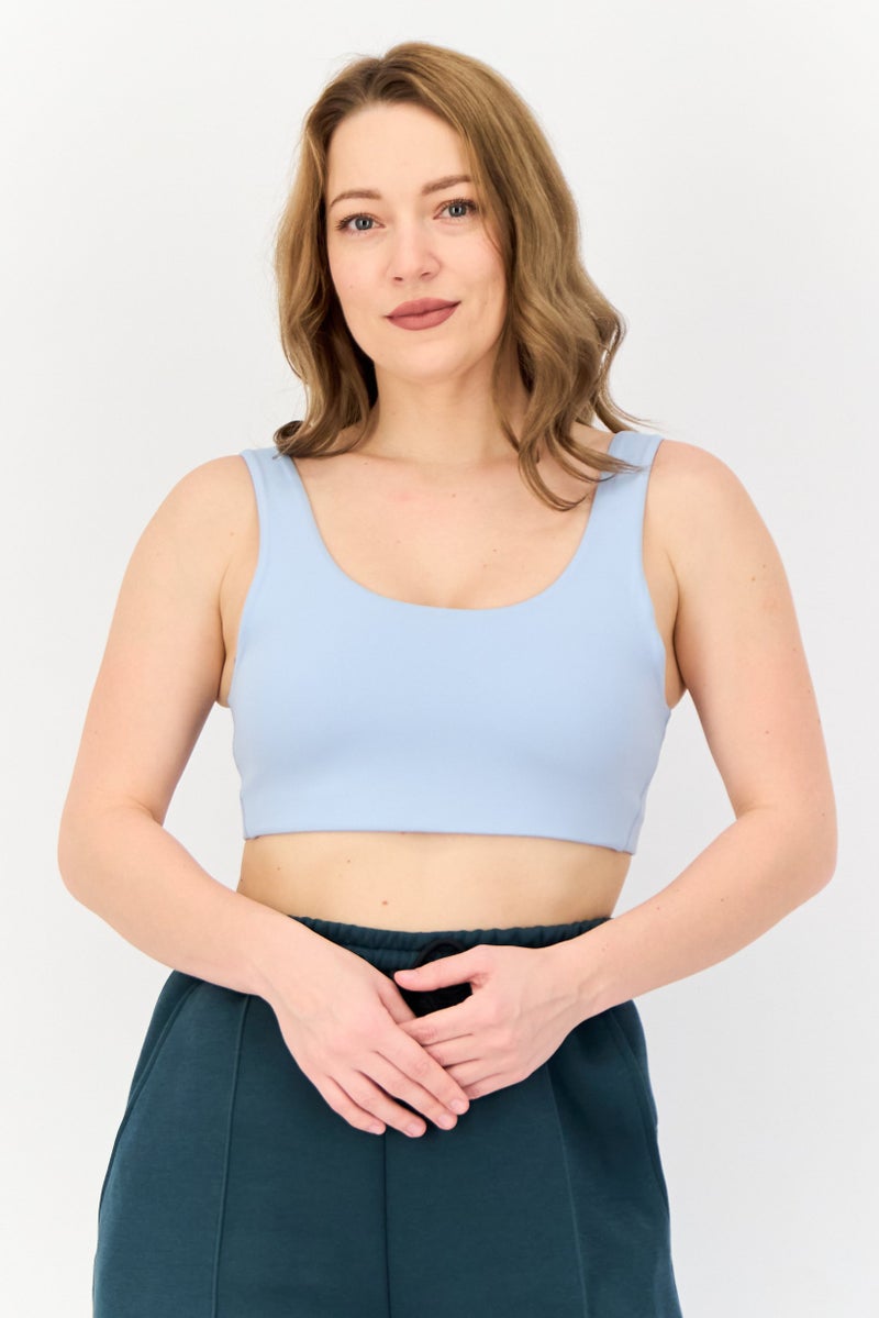 Nike Women Brand Logo Non Padded Sports Bra, Dusty Blue  - Image 1