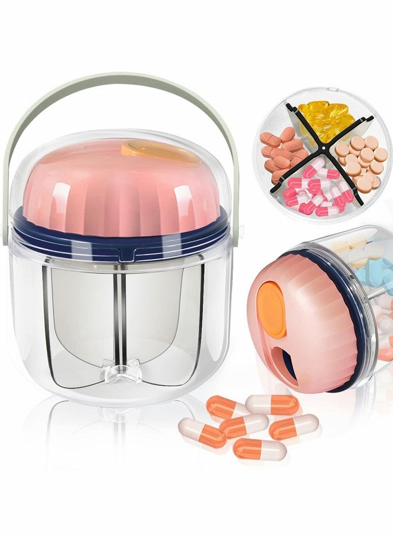 NIBEMINENT Portable Pill Box, Weekly Organizer 7-Day Travel Medicine BPA Free Moisture Proof Container for Vitamins, Fish Oils, Supplements - Pink - Image 1