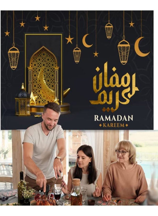 Ramadan decorations poster large size  printed Ramadan Kareem 110 cm by 180 cm banner material with hanging rings  - Image 1