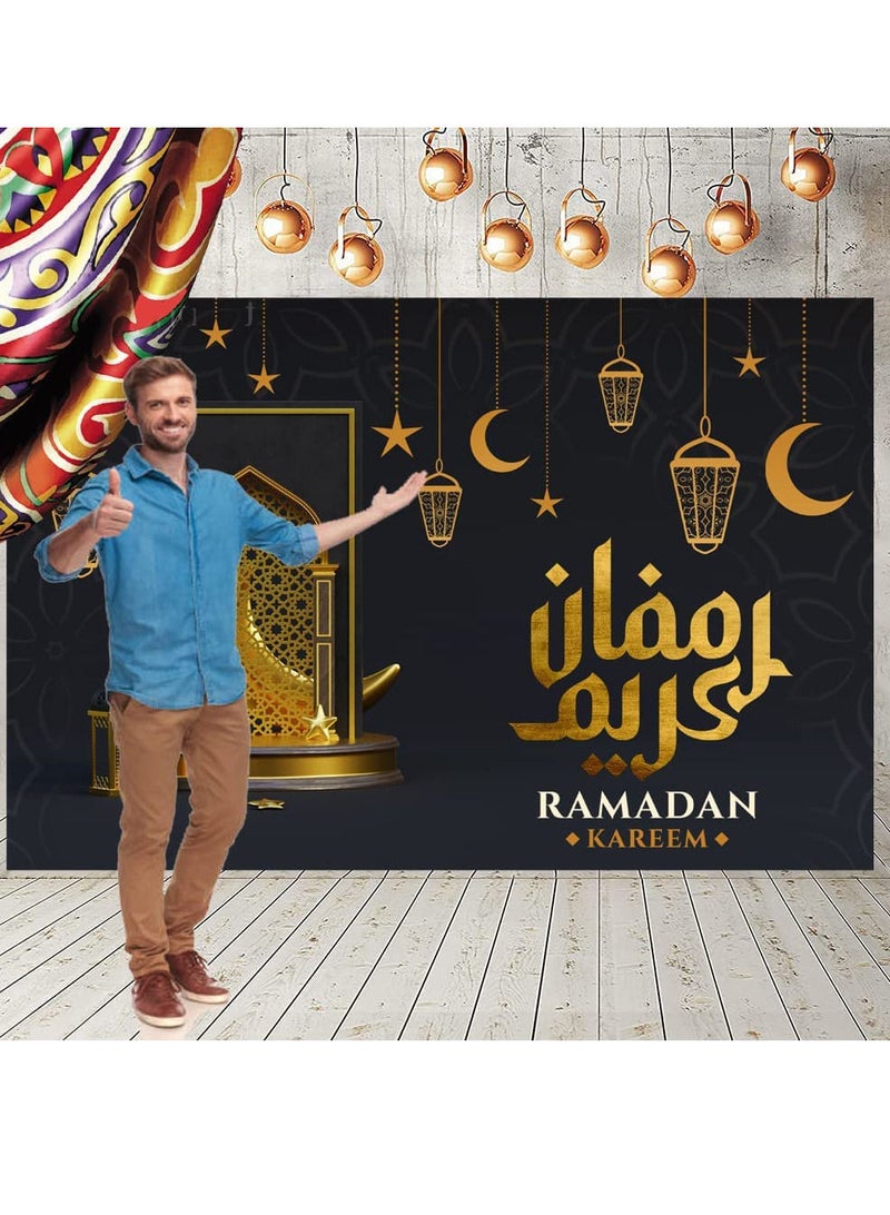 Ramadan decorations poster large size  printed Ramadan Kareem 110 cm by 180 cm banner material with hanging rings  - Image 2
