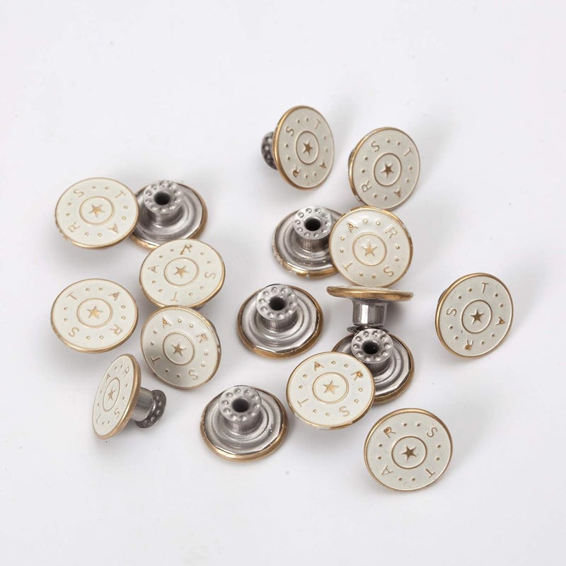 MASONEE 20 Sets 17mm Replacement Jeans Buttons - Metal Snap Denim Button Kit With Rivets - No Sew Suspender Pants Replacement - Image 2