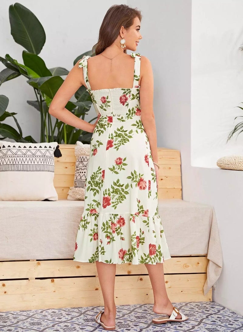 Knot Shoulder Floral Print Cami Dress  - Image 2
