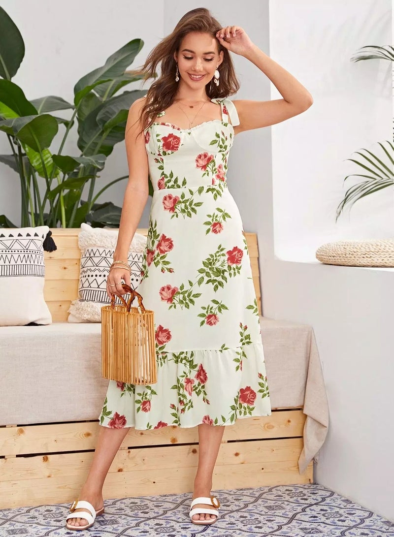 Knot Shoulder Floral Print Cami Dress  - Image 4