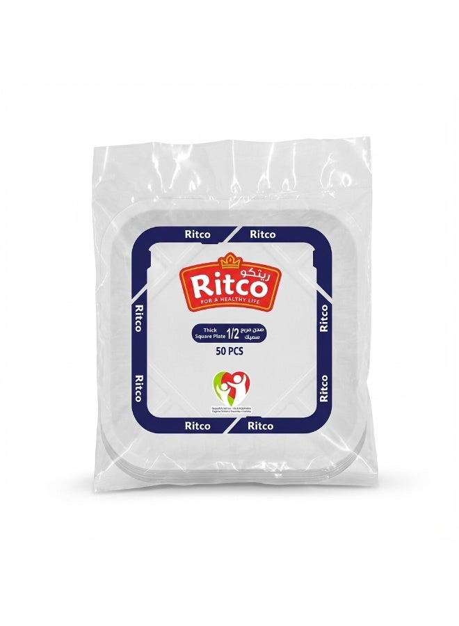 Ritco Carton Of Square Plastic Plates, Size 1/2 (1500 Plates/Carton) - Image 4