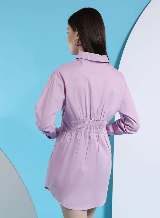 Freehand Women Fit and Flared Casual Solid Shirt Dress
