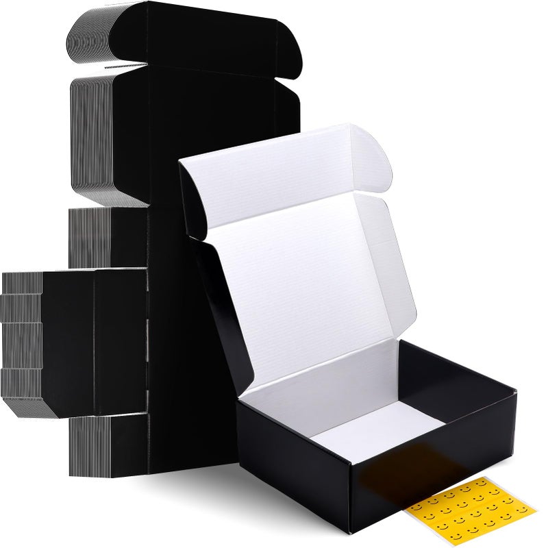 HORLIMER 12x9x4 inches Shipping Boxes Set of 20 Black Medium Corrugated Cardboard Gift Mailer Box