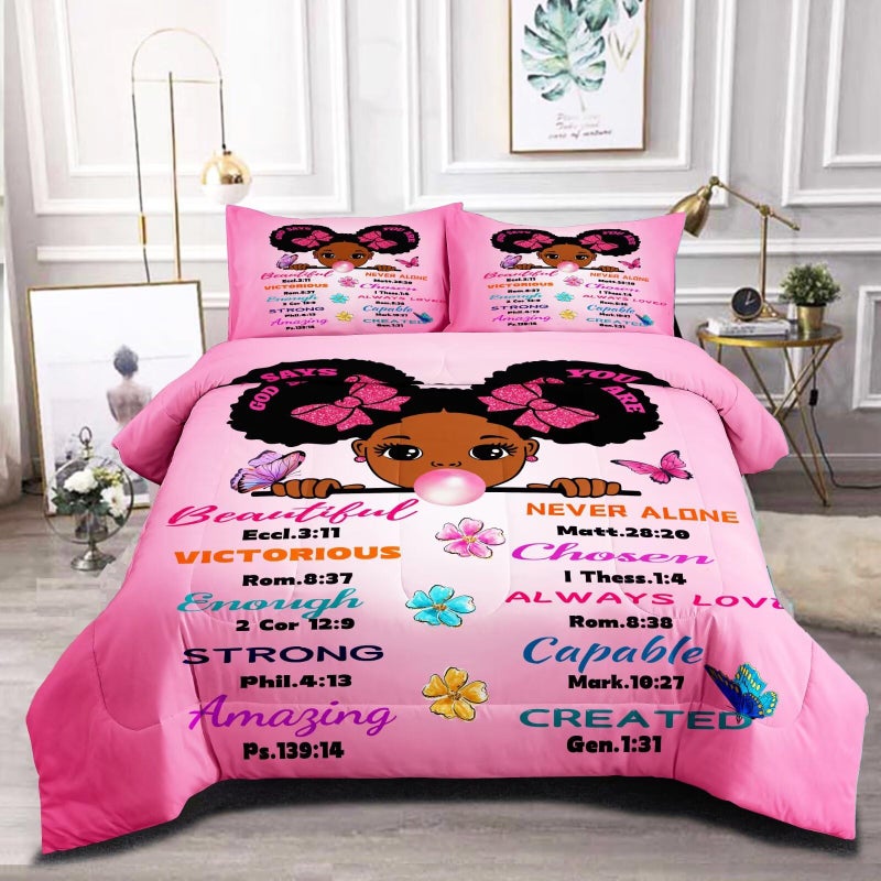 GRAT TIOC GRAT TIOC Black Girl Magic Comforter Set Twin for Kids Teens ToddlerBlack Girl Bedding SetAfrican American Inspirational Quotes Comforter Set