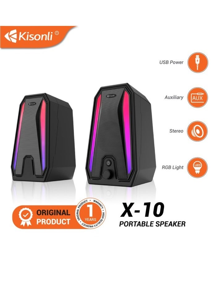 Kisonli Super bass usb powered supply 2.0 PC speakers computer audio player light speaker X10 - Image 4