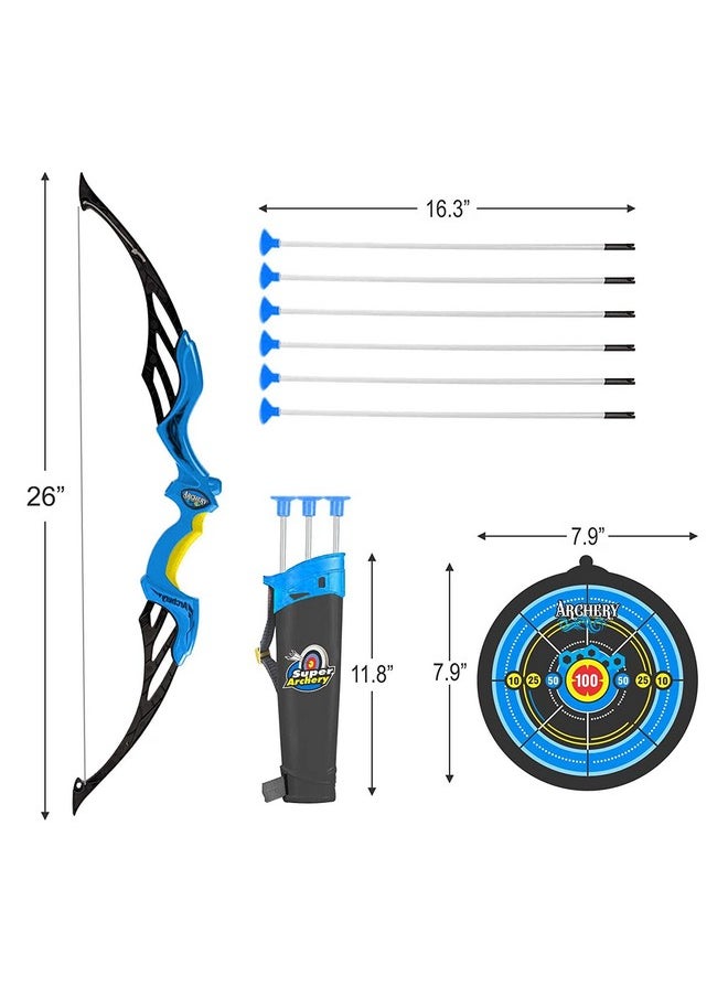 Tec Tavakkal Tavakkal Kids Bow & Arrow Toy, Boys And Girls Basic Archery Set Outdoor Hunting Game With 3 Suction Cup Arrows, Target & Quiver (Blue)  - Image 2
