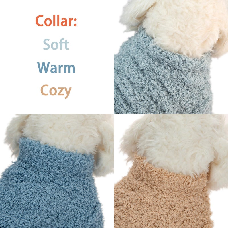 SQUARE MOON Dog Sweater, 3 Pack Sweaters for Small Dogs Girl, Dog Clothes for Medium Dogs Male or Boy, Ultra Soft and Warm Puppy Coat for Winter Christmas (Small, Light Blue+Blue+Khaki) - Image 4