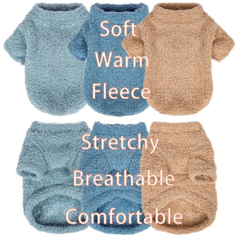 SQUARE MOON Dog Sweater, 3 Pack Sweaters for Small Dogs Girl, Dog Clothes for Medium Dogs Male or Boy, Ultra Soft and Warm Puppy Coat for Winter Christmas (Small, Light Blue+Blue+Khaki) - Image 3