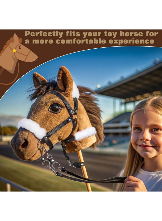 Shappy Hobby Horse Toy Accessories Realistic Horse Bridle with Metal Bit and Adjustable Reins, Faux Leather and Stainless Steel for Equestrian, Themed Events Competitions and Play, Black - Image 5