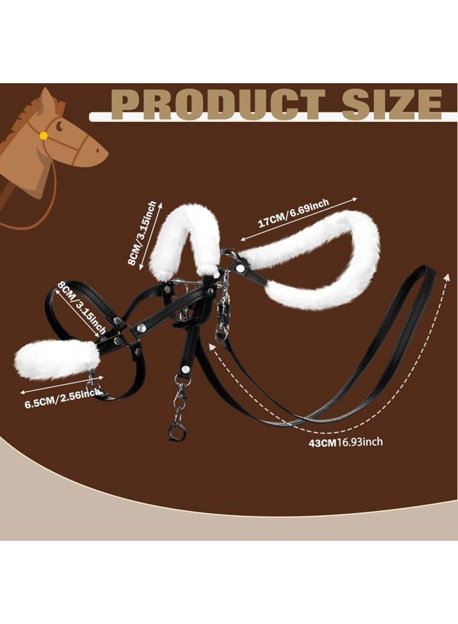 Shappy Hobby Horse Toy Accessories Realistic Horse Bridle with Metal Bit and Adjustable Reins, Faux Leather and Stainless Steel for Equestrian, Themed Events Competitions and Play, Black - Image 2