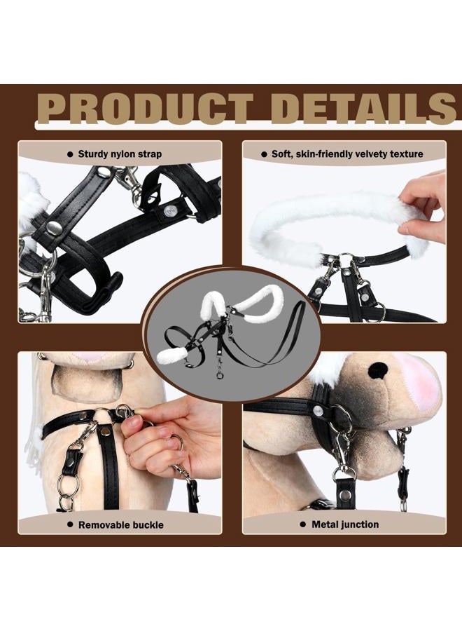 Shappy Hobby Horse Toy Accessories Realistic Horse Bridle with Metal Bit and Adjustable Reins, Faux Leather and Stainless Steel for Equestrian, Themed Events Competitions and Play, Black - Image 3