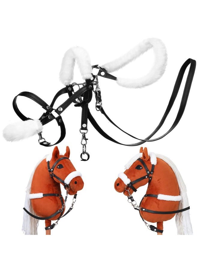 Shappy Hobby Horse Toy Accessories Realistic Horse Bridle with Metal Bit and Adjustable Reins, Faux Leather and Stainless Steel for Equestrian, Themed Events Competitions and Play, Black - Image 1