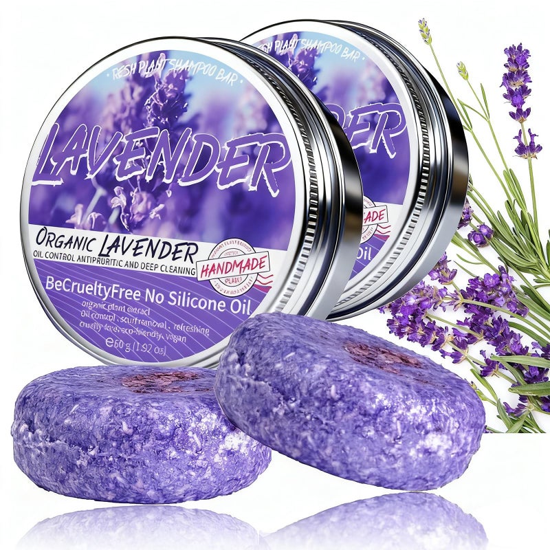 Loobexery 2PCS Shampoo Bar for Gray Hair, Lavender Shampoo Bar for Gray Hair, Natural Organics Shampoo and Conditioner Barfor Thinning Hair for Men & Women (Lavender) - Image 1
