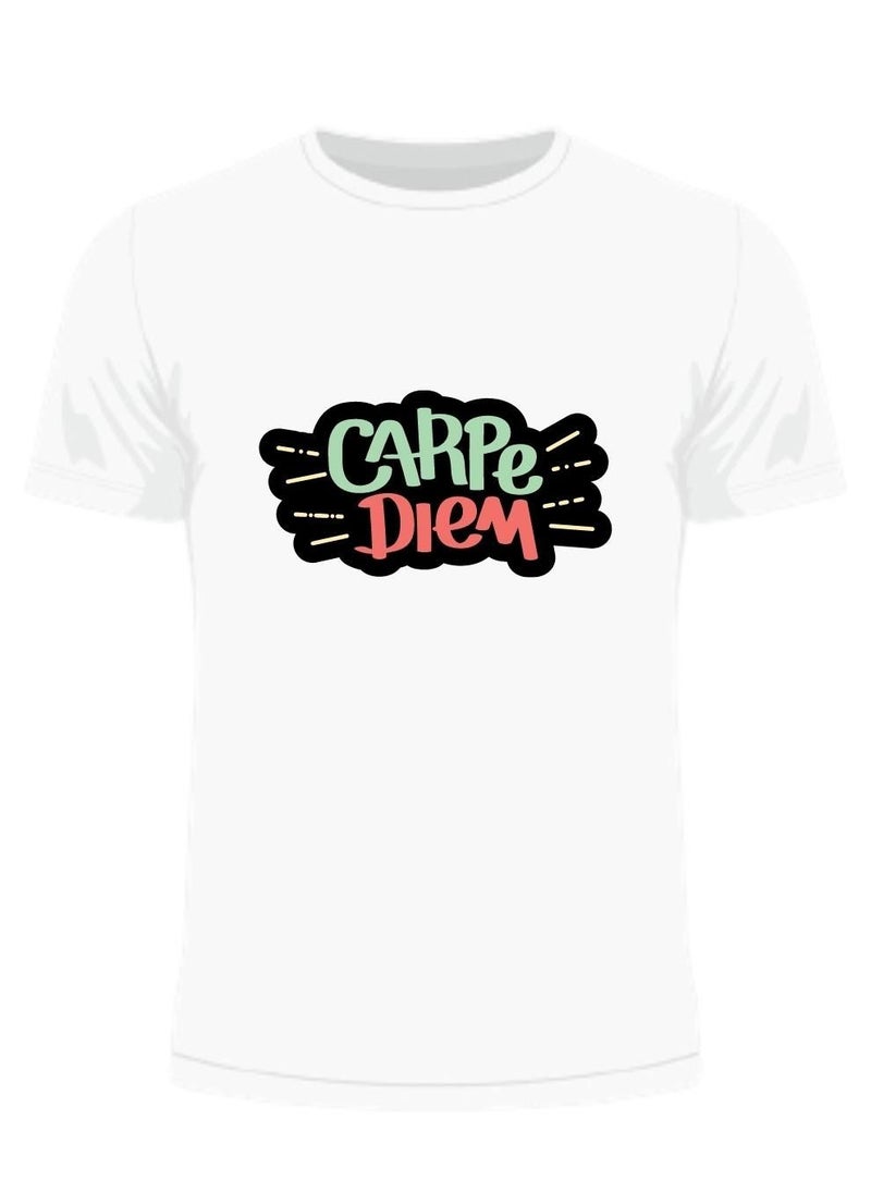 Generic - Carpe Diem Printed Classic Crew Neck Short Sleeve T-Shirt White - Image 1