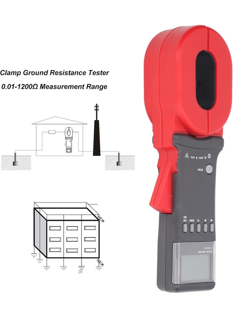 ETCR جهاز اختبار مقاومة الأرض الرقمي ETCR 2000A – مقياس مقاومة الأرض عالي الدقة (0.01–200Ω)، مشبك 2000A، أداة اختبار كهربائية محمولة - Image 2