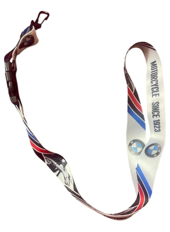 بي إم دبليو حبل تعليق مفاتيح BMW، حزام للرقبة، مناسب للبطاقات والشارات، سلسلة مفاتيح رياضية، حامل مفاتيح، حبل سلسلة مفاتيح، إكسسوارات سيارات (أبيض) مناسب للدراجات النارية - Image 1