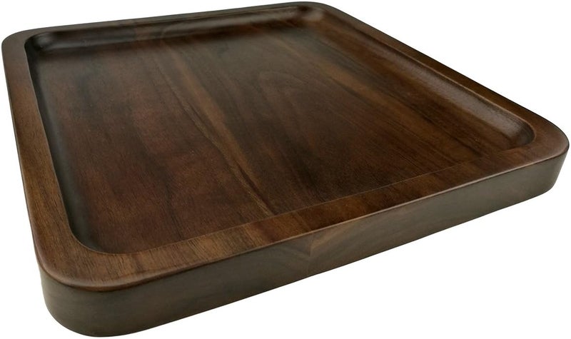 Winterworm Rustic Walnut Wooden Tray Solid Wood Serving Tray Square Rectangle Platter Tea Tray Coffee Table Tray (Square Large (9 x 9 inch)) - Image 5