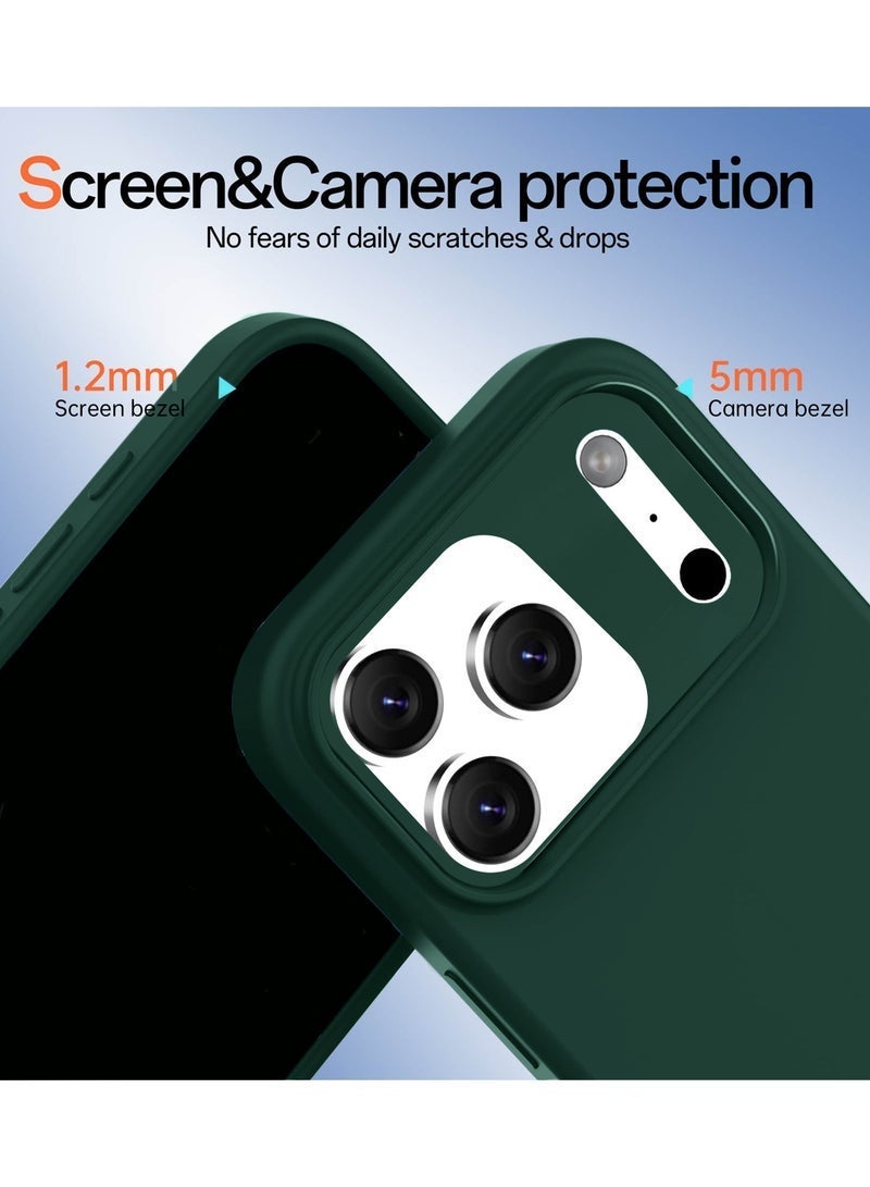 Raxoom Soft Liquid Silicone Case Cover for Apple iPhone 17 Pro 5G (2025) â€“ Slim Shockproof Protective Phone Case with Anti-Scratch Microfiber Lining & Smooth Matte Finish â€“ Dark Green (MCRPSN) - Image 4