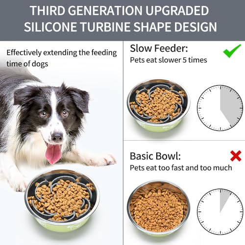 XIAOZHIHUI Slow Feeder Dog Bowls InsertThird Generation upgradedSuper Firm Eating BowlCuttable for Large Breed and Medium Small Size Compatible with Regular Elevated Metal Glass Dog Bowl Gray - Image 3