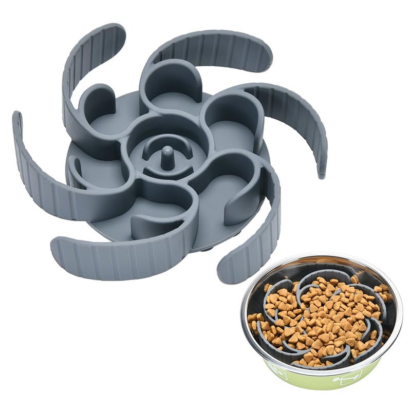 XIAOZHIHUI Slow Feeder Dog Bowls InsertThird Generation upgradedSuper Firm Eating BowlCuttable for Large Breed and Medium Small Size Compatible with Regular Elevated Metal Glass Dog Bowl Gray - Image 2