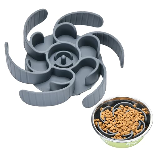 XIAOZHIHUI Slow Feeder Dog Bowls InsertThird Generation upgradedSuper Firm Eating BowlCuttable for Large Breed and Medium Small Size Compatible with Regular Elevated Metal Glass Dog Bowl Gray - Image 1