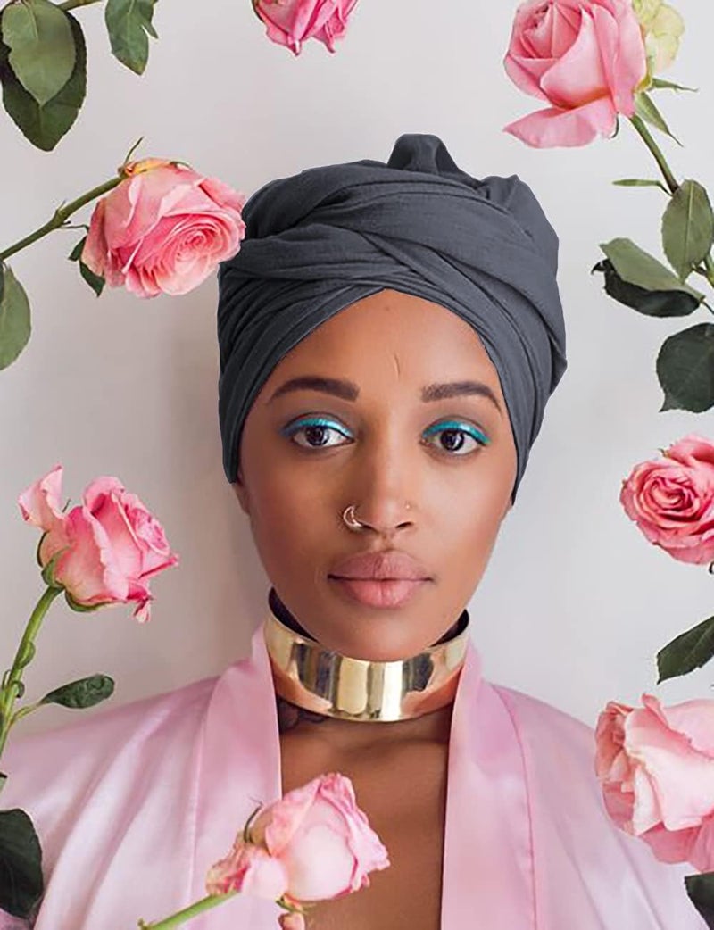 Harewom Head Wraps for Black Women Stretch Head Scarf Long African Hair Wraps Turban Headwraps Jersey Headbands - Image 5