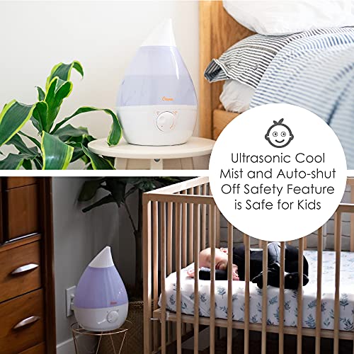 Crane White Drop Ultrasonic Cool Mist Teardrop Humidifier, 1 Gallon Tank, Baby Humidifier for Nursery, Bedroom, Plants, Office, Adjustable Mist Levels - Image 4