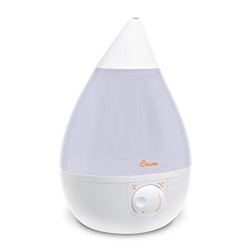 Crane White Drop Ultrasonic Cool Mist Teardrop Humidifier, 1 Gallon Tank, Baby Humidifier for Nursery, Bedroom, Plants, Office, Adjustable Mist Levels - Image 3