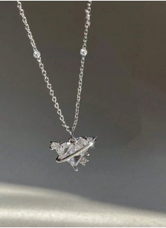 Huitich Elegant Heart Crystal Jewelry Set Silver Necklace & Earrings for Women  - Image 3
