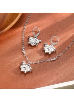 Huitich Elegant Heart Crystal Jewelry Set Silver Necklace & Earrings for Women  - Image 4