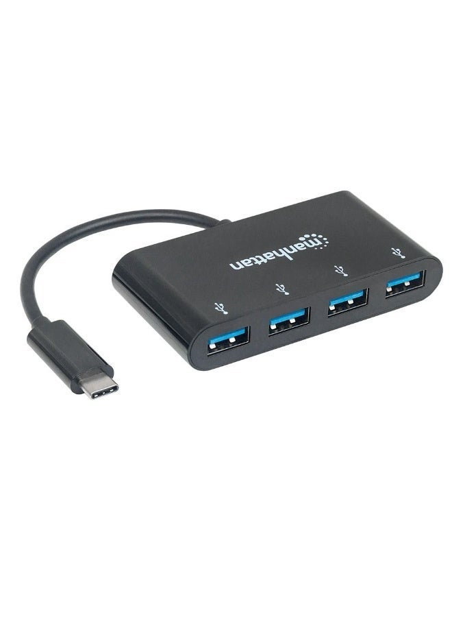 مانهاتن موزع USB 3.1 من الجيل الأول من النوع C من مانهاتن 162746، مزود بـ 4 منافذ من النوع A، ومصدر طاقة عبر ناقل USB - Image 1